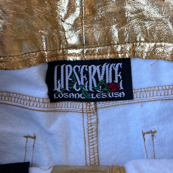 LIP SERVICE RARE! vintage 90s gold studded flare pants - Picture 5 of 9